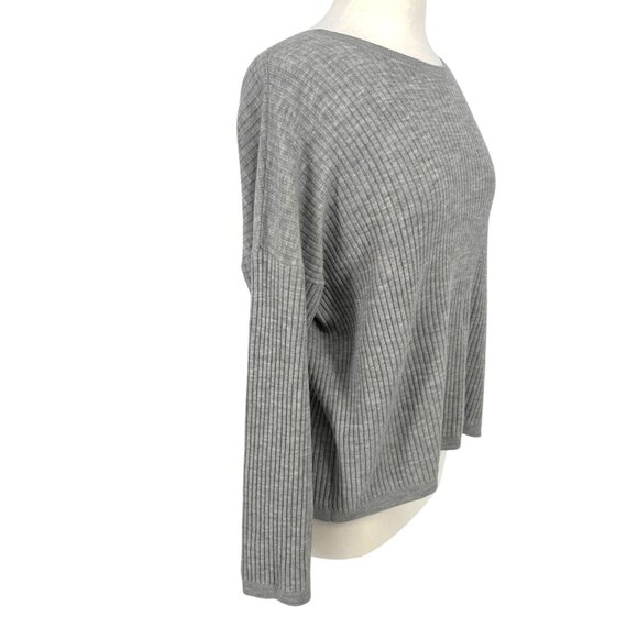 Eileen Fisher Gray Ribbed Wool Blend Sweater Size Medium - Picture 5 of 11